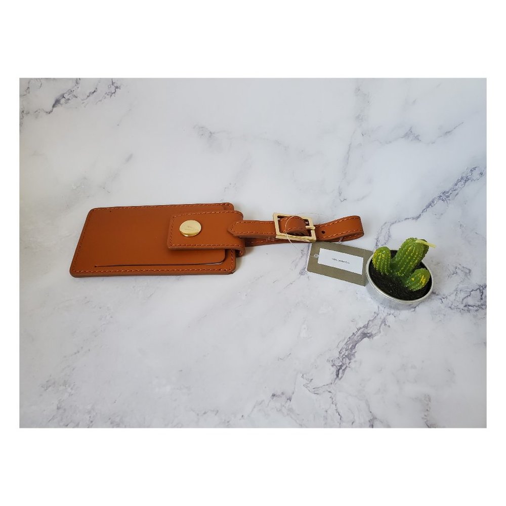 J. Crew Leather Luggage Tag BURNISHED PECAN